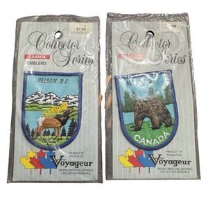 Vintage‎ Voyager Canada Travel Souvenir Patch Nelson BC Elk Bear- New Old Stock